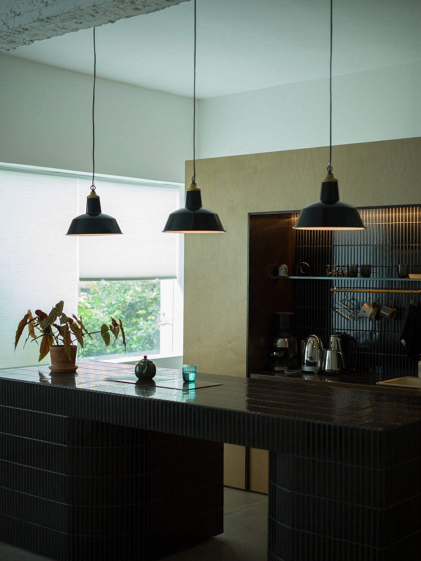 Small Black Enamel Pendant Light