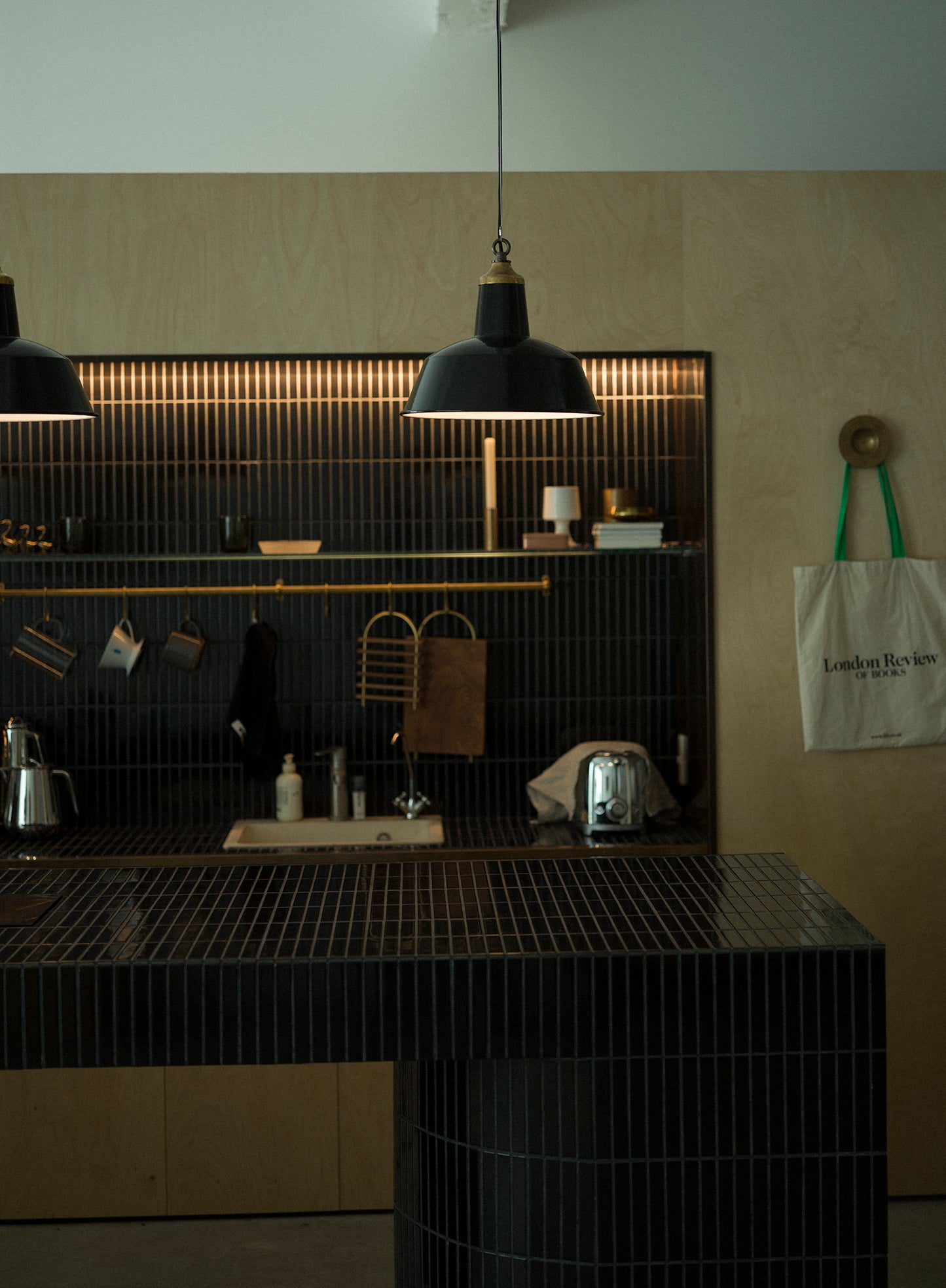 Small Black Enamel Pendant Light