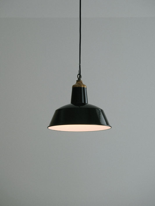 Small Black Enamel Pendant Light