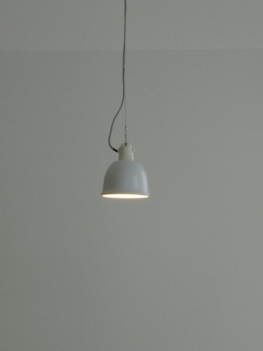 Small White Enamel Pendant Light